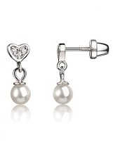 adorable small drop toddler cultured pearl earrings